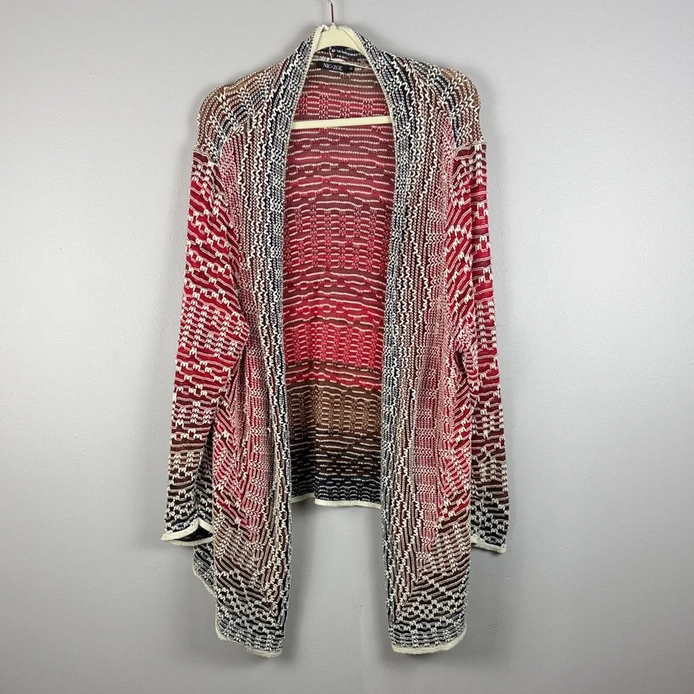 NIC+ZOE Linen Blend Multi-Color Open Front Knit Cardigan Sweater - Plus Size 3X - Picture 2 of 10